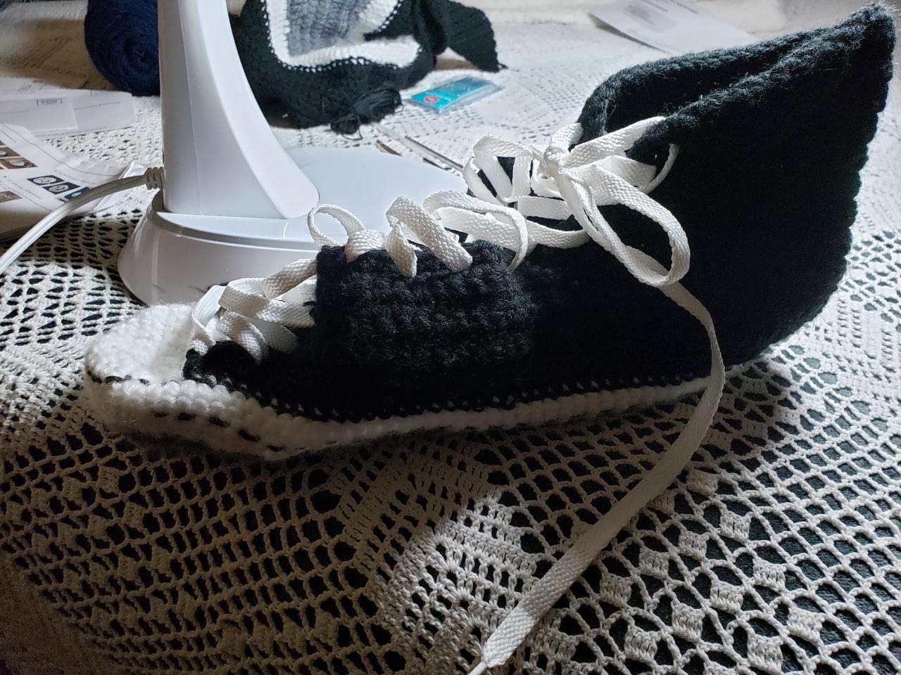 Crocheted Converse Tennis Shoe Slipper - DONNA'S DESIGN OF HANDMADE ITEMS