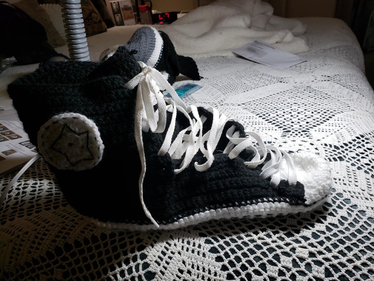 Crocheted Converse Tennis Shoe Slipper - DONNA'S DESIGN OF HANDMADE ITEMS